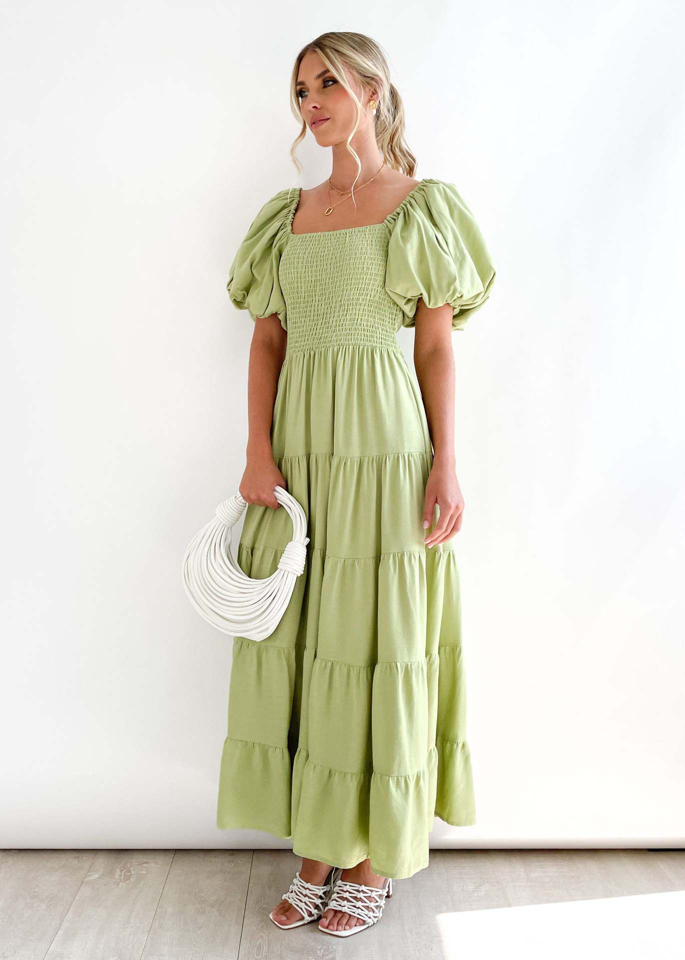 Offshoulder Printed Bubble Sleeve Dress for Women