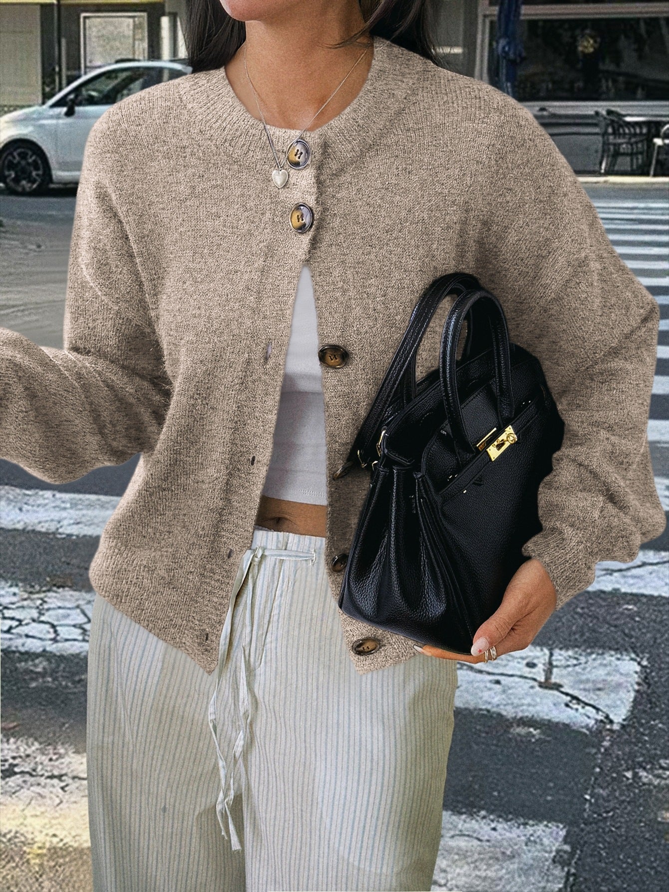 Womens Button Long Sleeve Jacket Sweater Cardigan