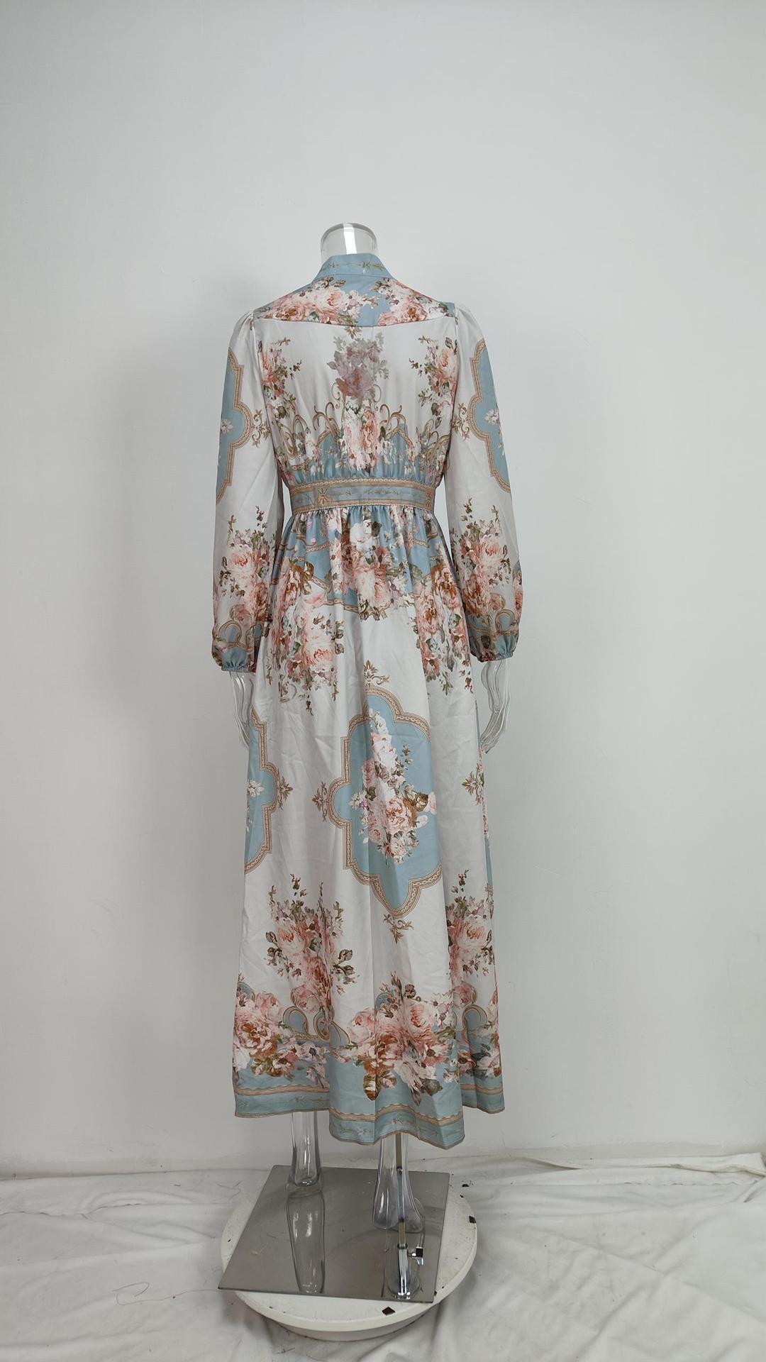Women's Elegant V-Neck Loose Print Dress