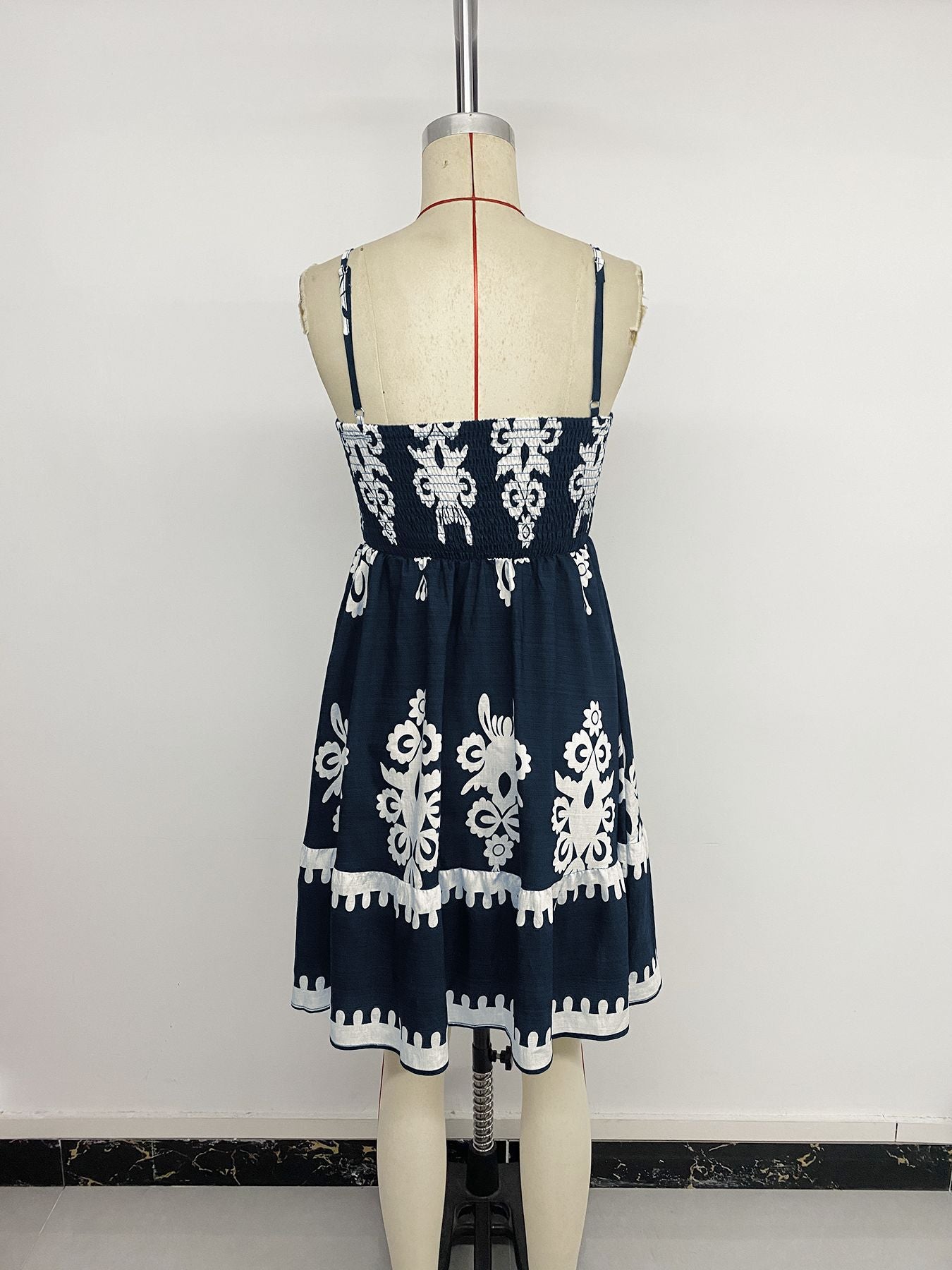 Vintage Short Skirt Floral Print Suspender Dress