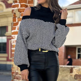 Casual Loose Striped Off Shoulder Sweater Women