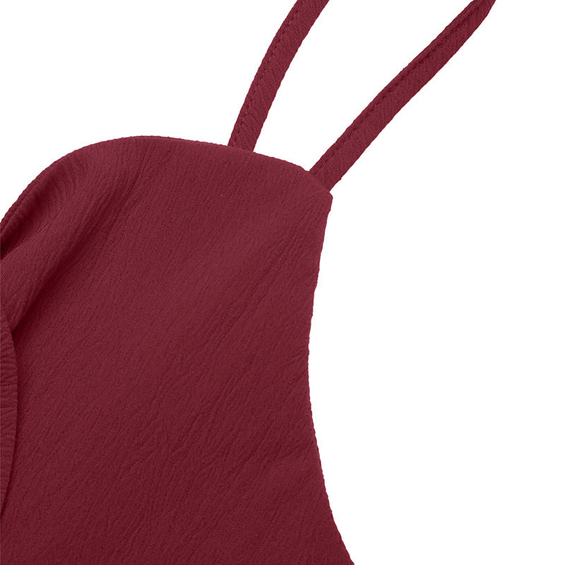 Jumpsuit Bow Solid Color Jumpsuit