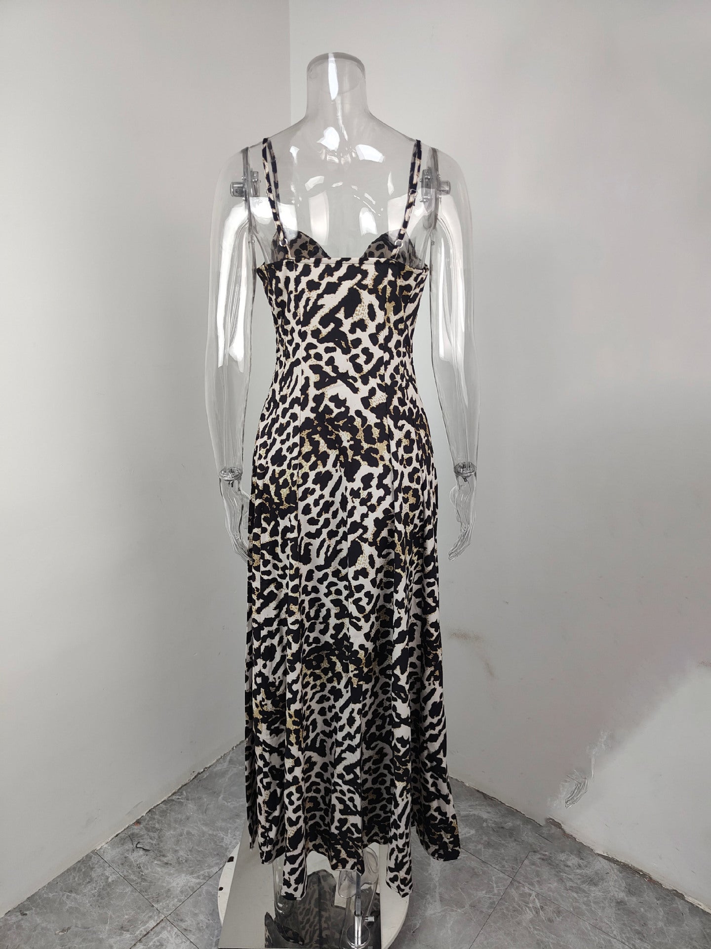 Women Fashion Sexy Elegant Leopard Print Suspender Dress