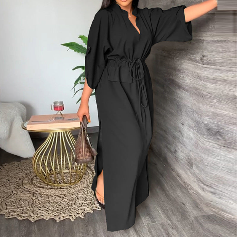 Women's Casual Solid Color V-neck Strap Slim Dress