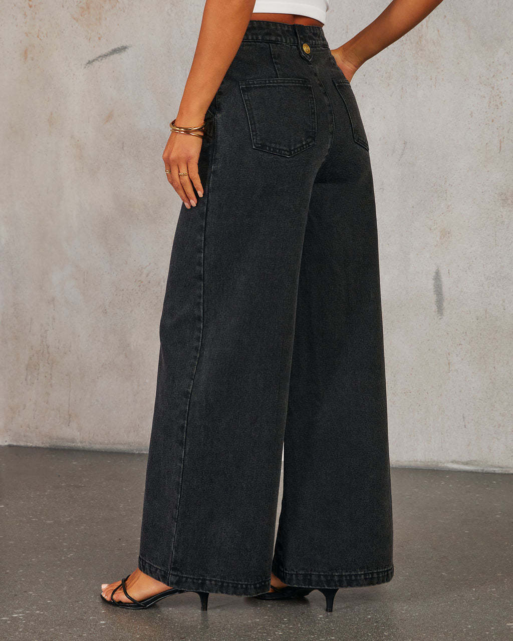 Women's Solid-color Loose Fashion Long-sleeve Denim Suit Wide-leg Pants