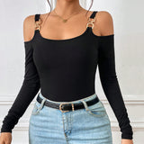 Women Long Sleeve Vest Knitted Slim Solid T-Shirt Top
