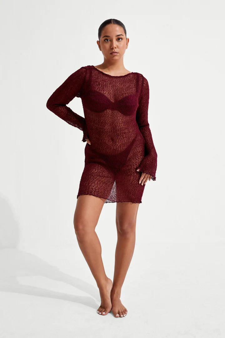 Women's Knitted Sexy Beach Dress Blouse Dress