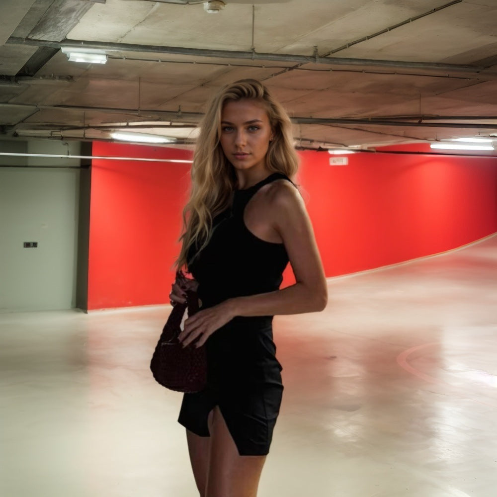 Women's Sleeveless Dress Summer Split Short Dress