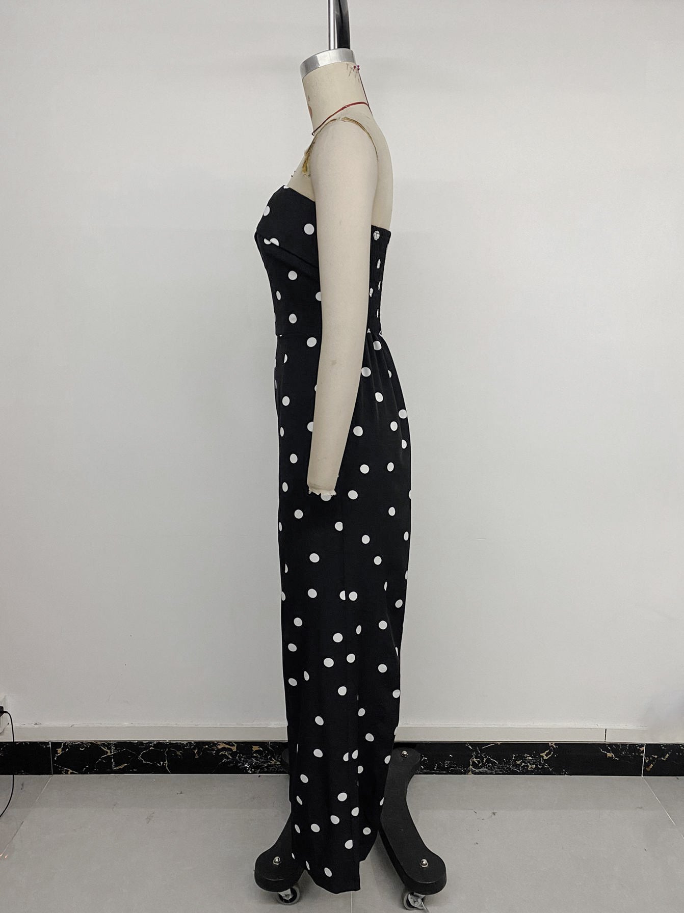 Vintage Polka Dot Tube High Waist Wide Leg Jumpsuit