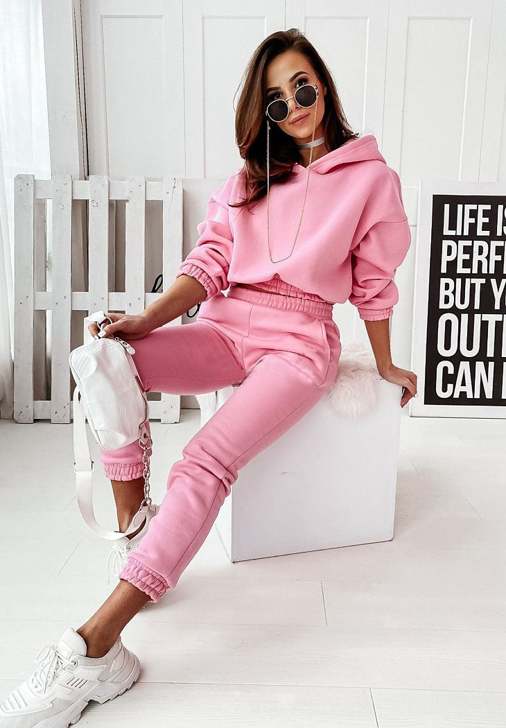 Womens Hooded Women's Fashion Sweater Set