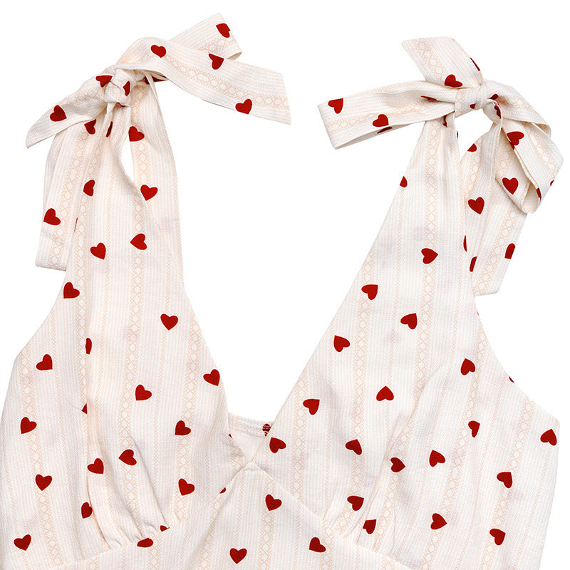 Summer Love Print Halter Short Dress