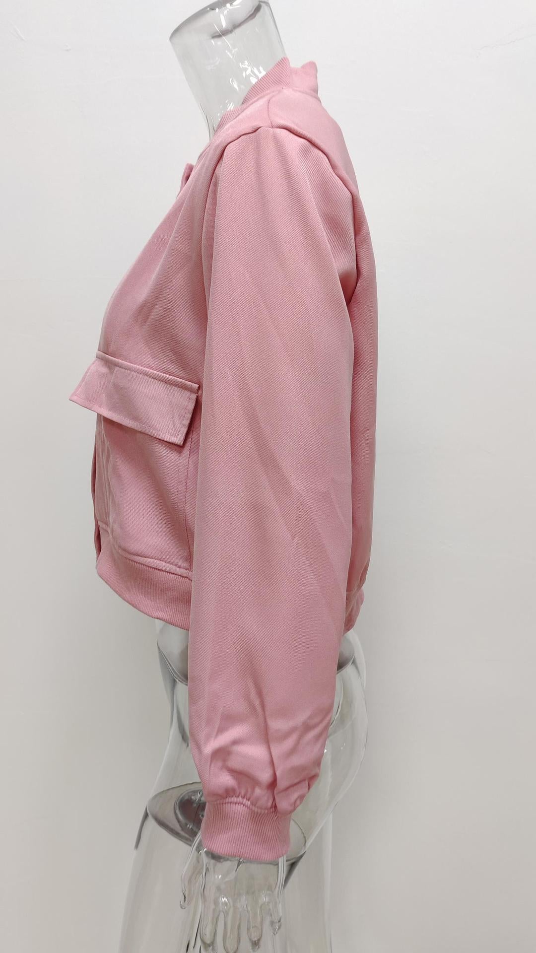 Women's Elegant Casual Stand-Up Collar Solid Pocket Jacket