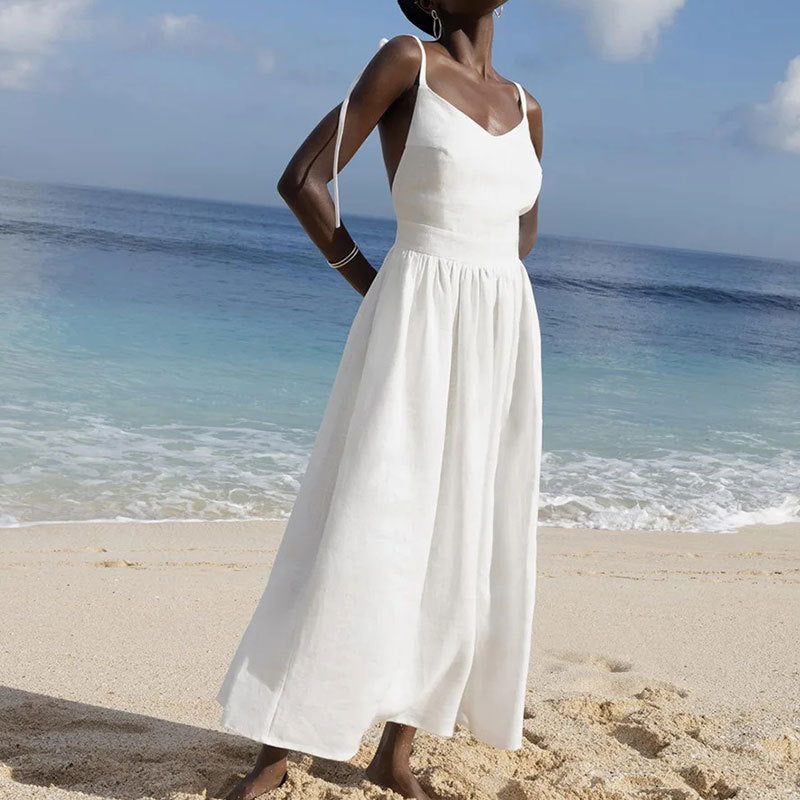 Women's Sexy Solid Color High-waisted Suspender Dress