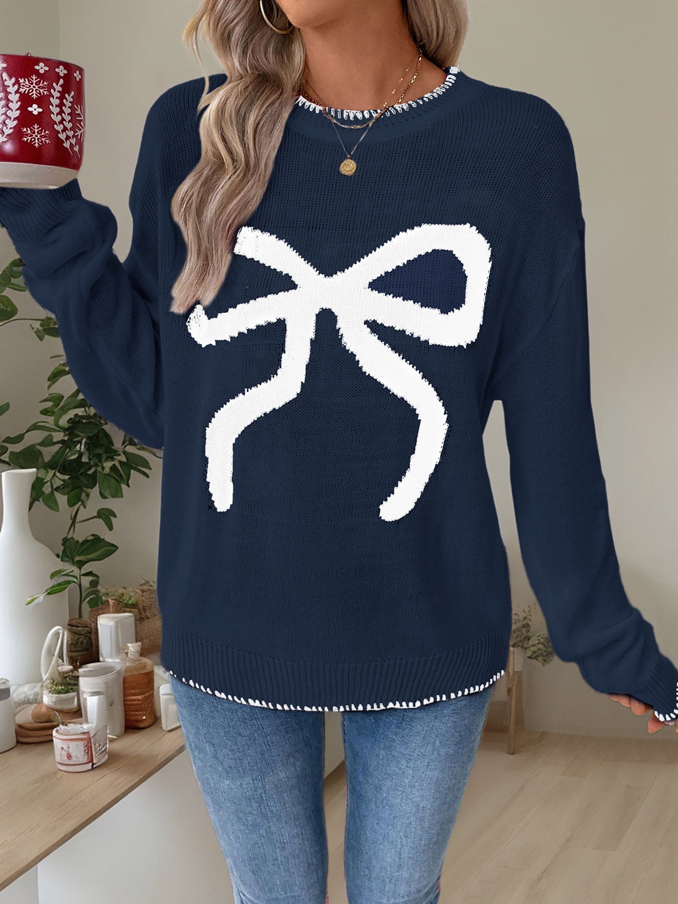 Long Sleeve Crew Neck Valentine's Day Sweater