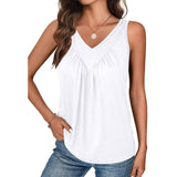 Solid Color V-neck Sleeveless Top Women's Casual Loose Vest Women