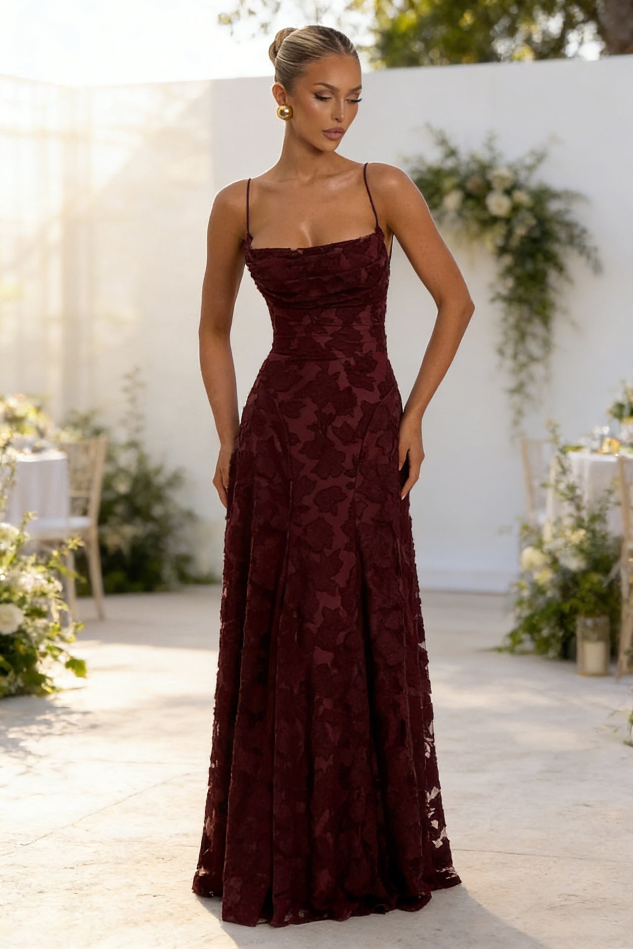Women's Burgundy Sexy Camisole Dress
