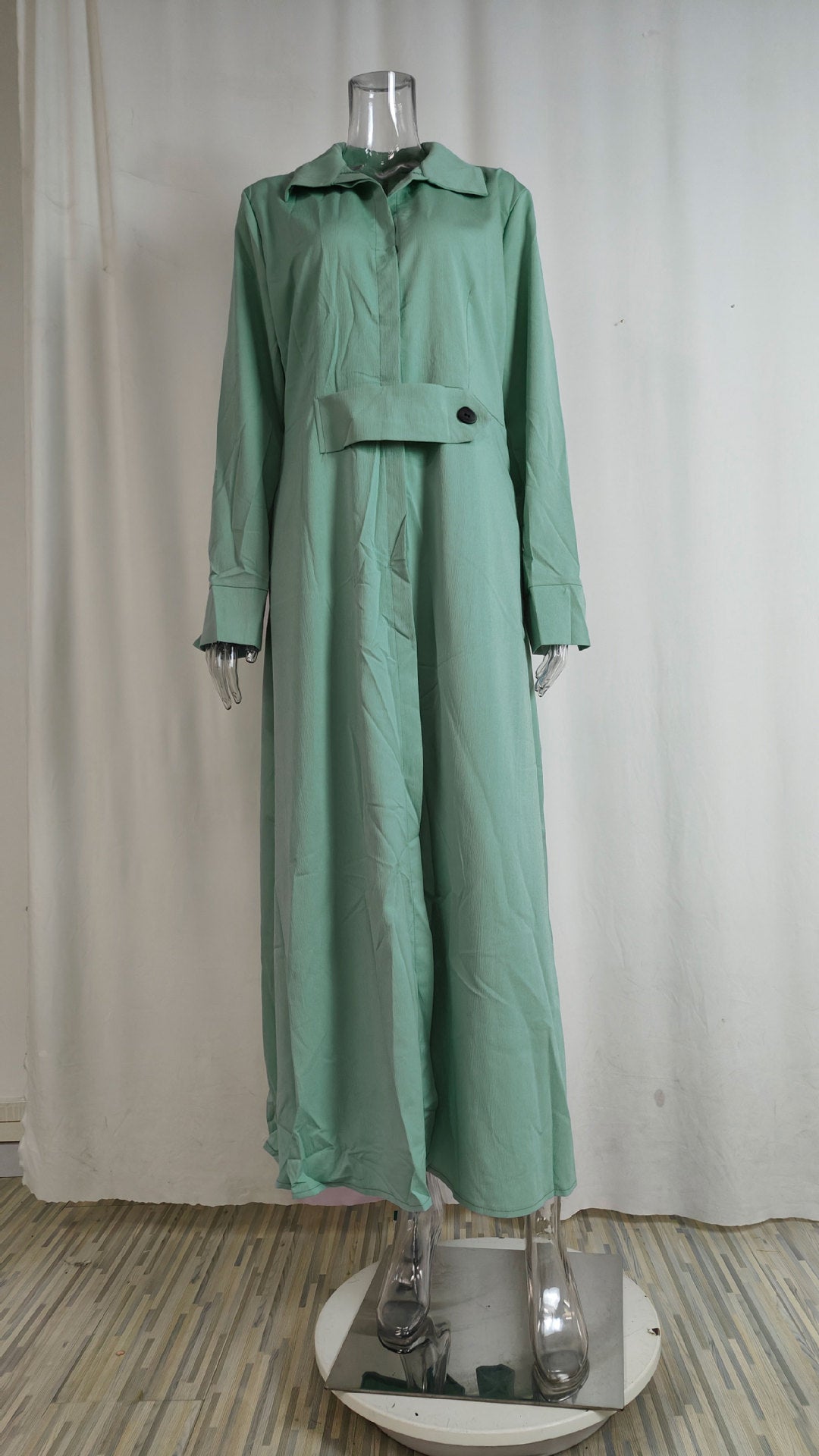 Elegant Solid Color Strap Waist Dress Long Dress