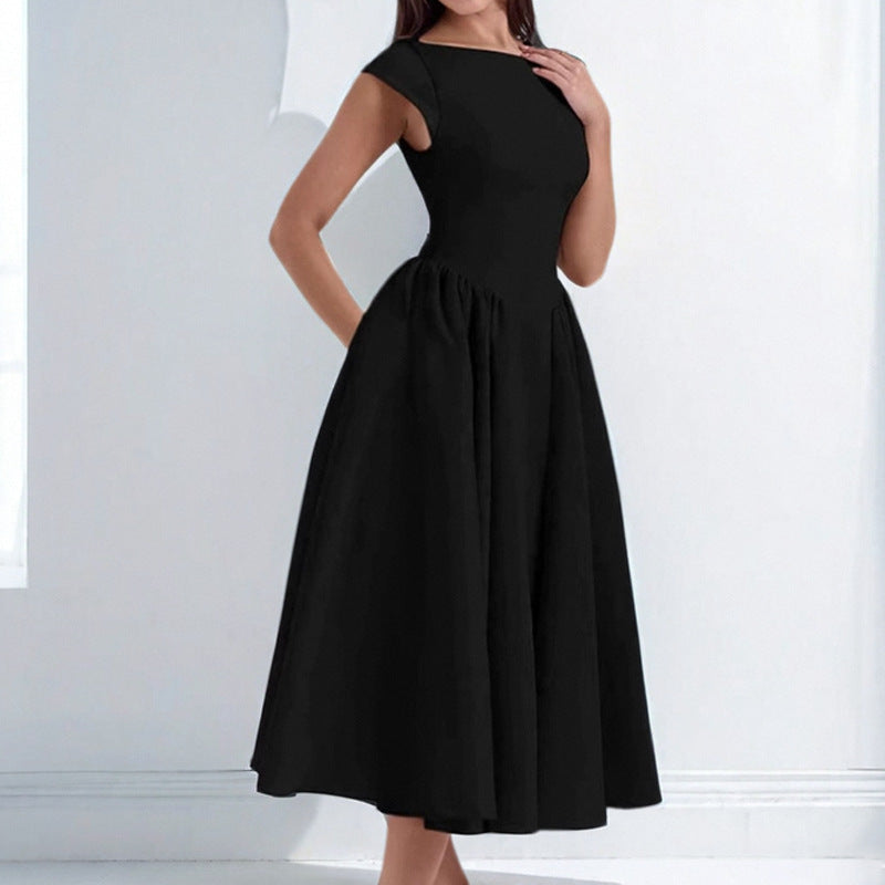 Women's Solid Color Backless Slim Dress