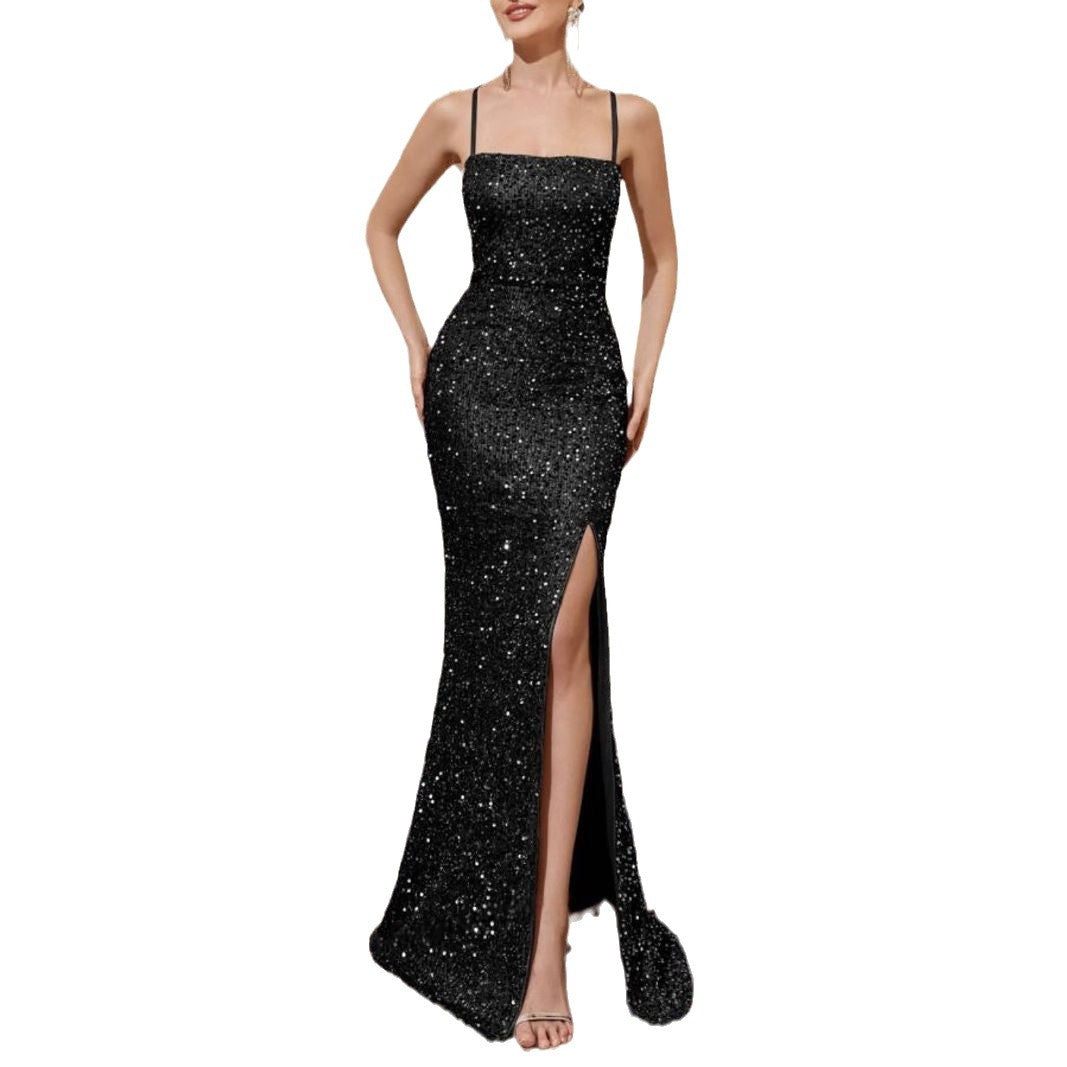 Sequin Slit Dress Slip Evening Dress