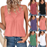 Solid Color V-neck Sleeveless Top Women's Casual Loose Vest Women