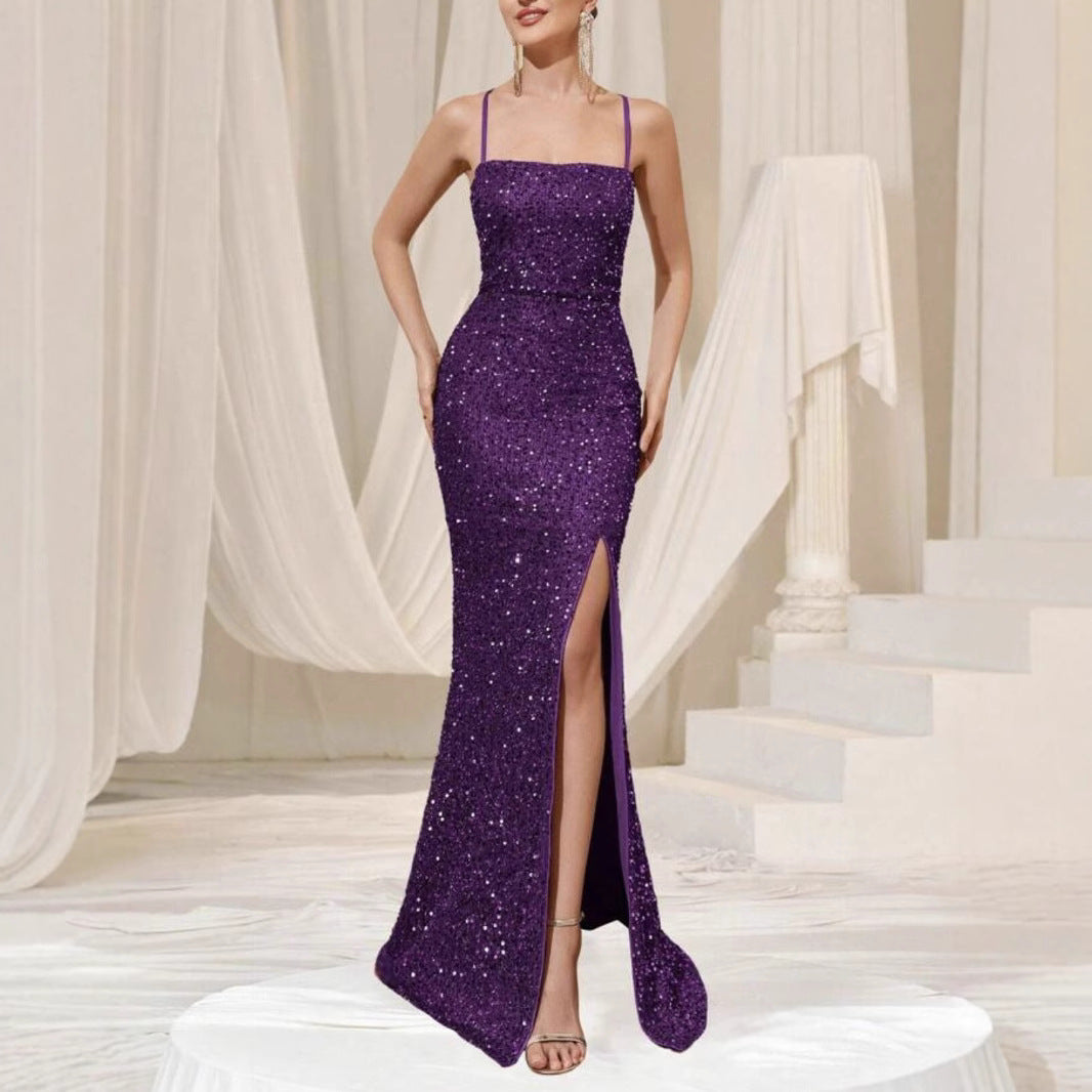 Sequin Slit Dress Slip Evening Dress