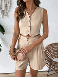 Women's Sleeveless Vest Top Shorts Set Two-piece Set
