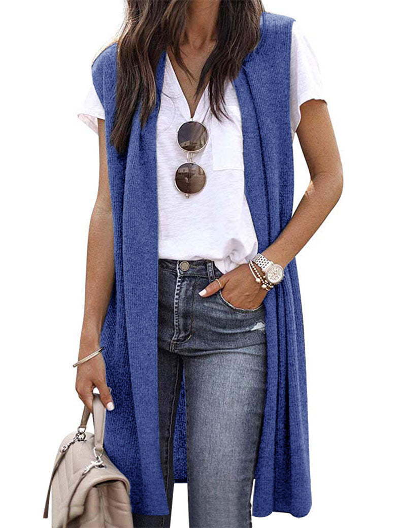 Women's Cardigan Fashion Medium and Long Sleeveless Vest Women