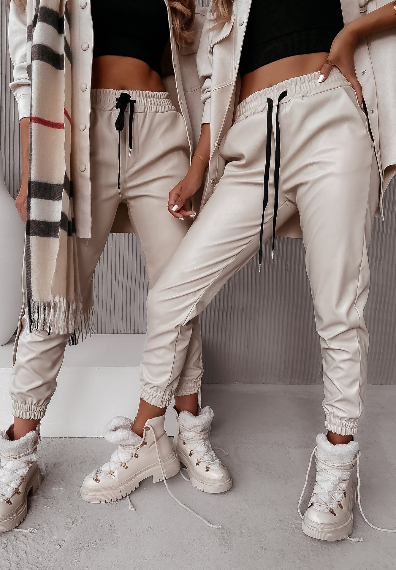 Women Winter Sexy PU Slacks Panties Leather Pants
