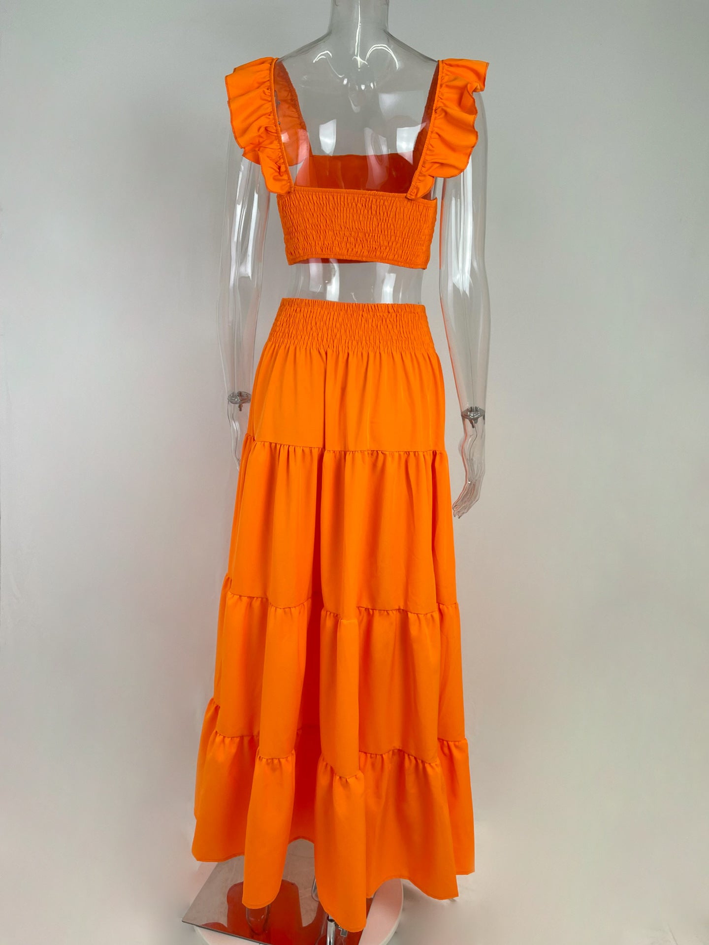 Sexy Daily Casual Solid Color Splicing Suspender Skirt Set