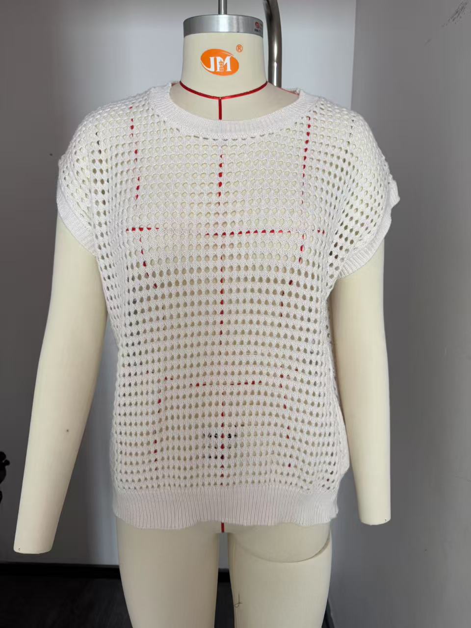 Women's Crew Neck Hollow-Out Sunscreen Knitted Sweater Blouse