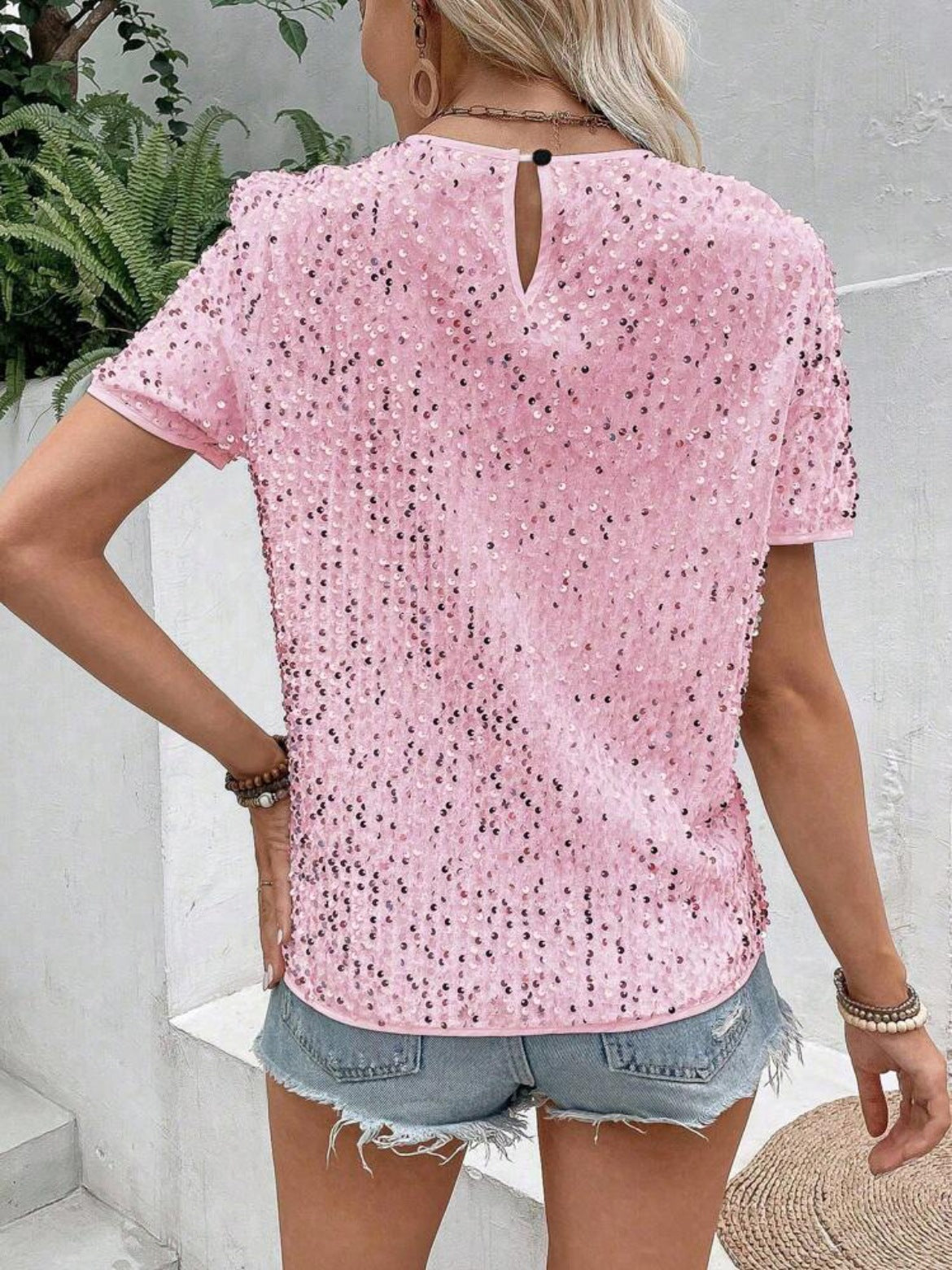 Short Sleeve Bag Neck Crew Neck Top Women's T-Shirt