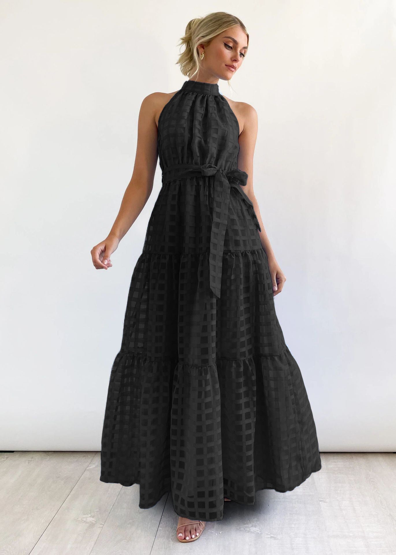 Women's Casual Sleeveless Waist Dress Women's Long Dress