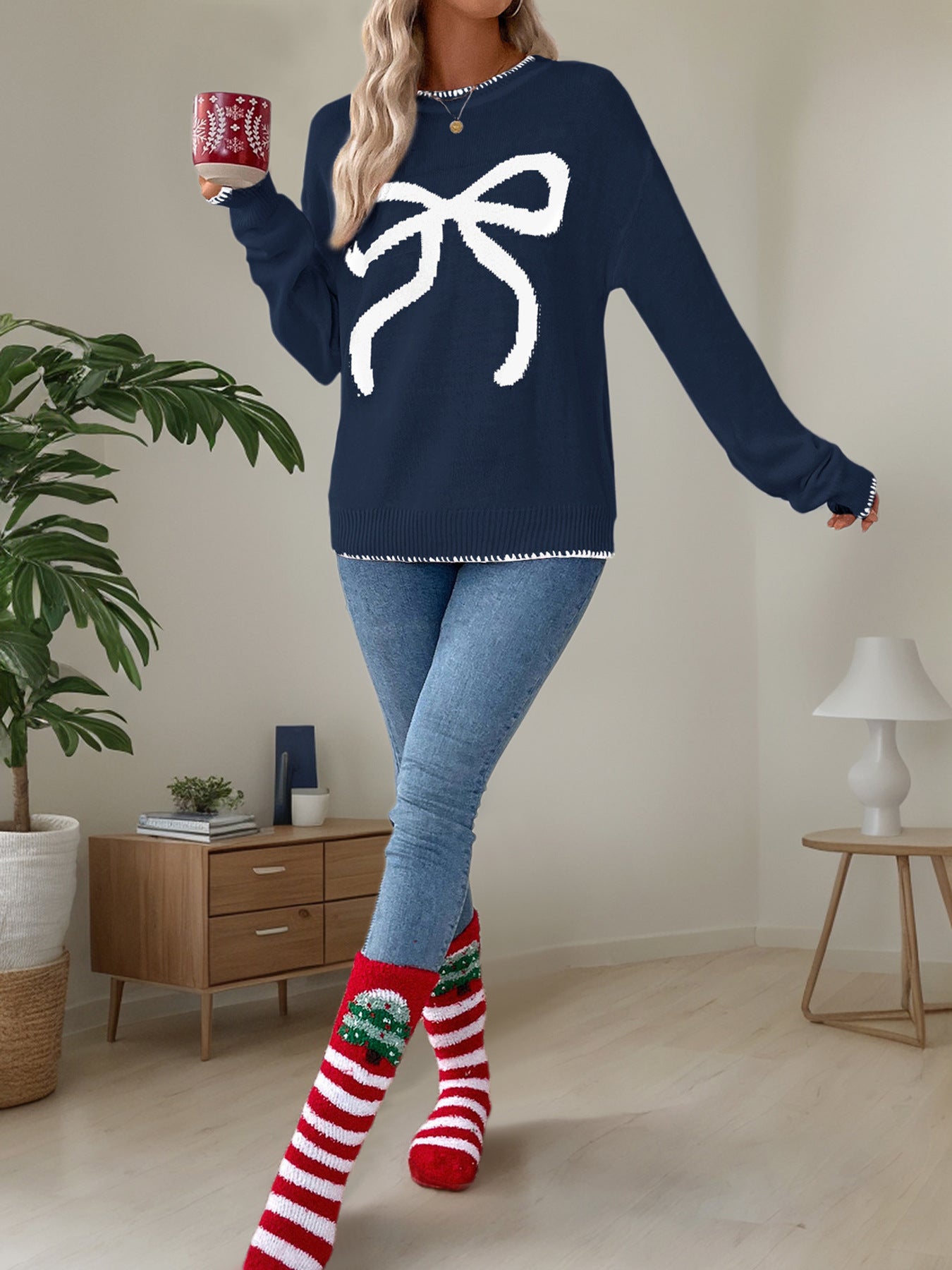 Long Sleeve Crew Neck Valentine's Day Sweater