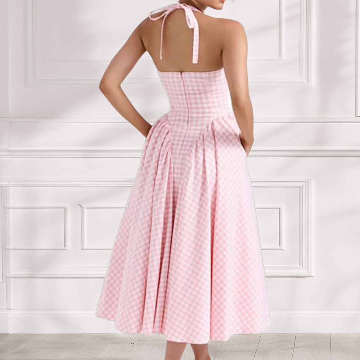 Women's Sweet Neck V-Neck Halter Suspender Dress