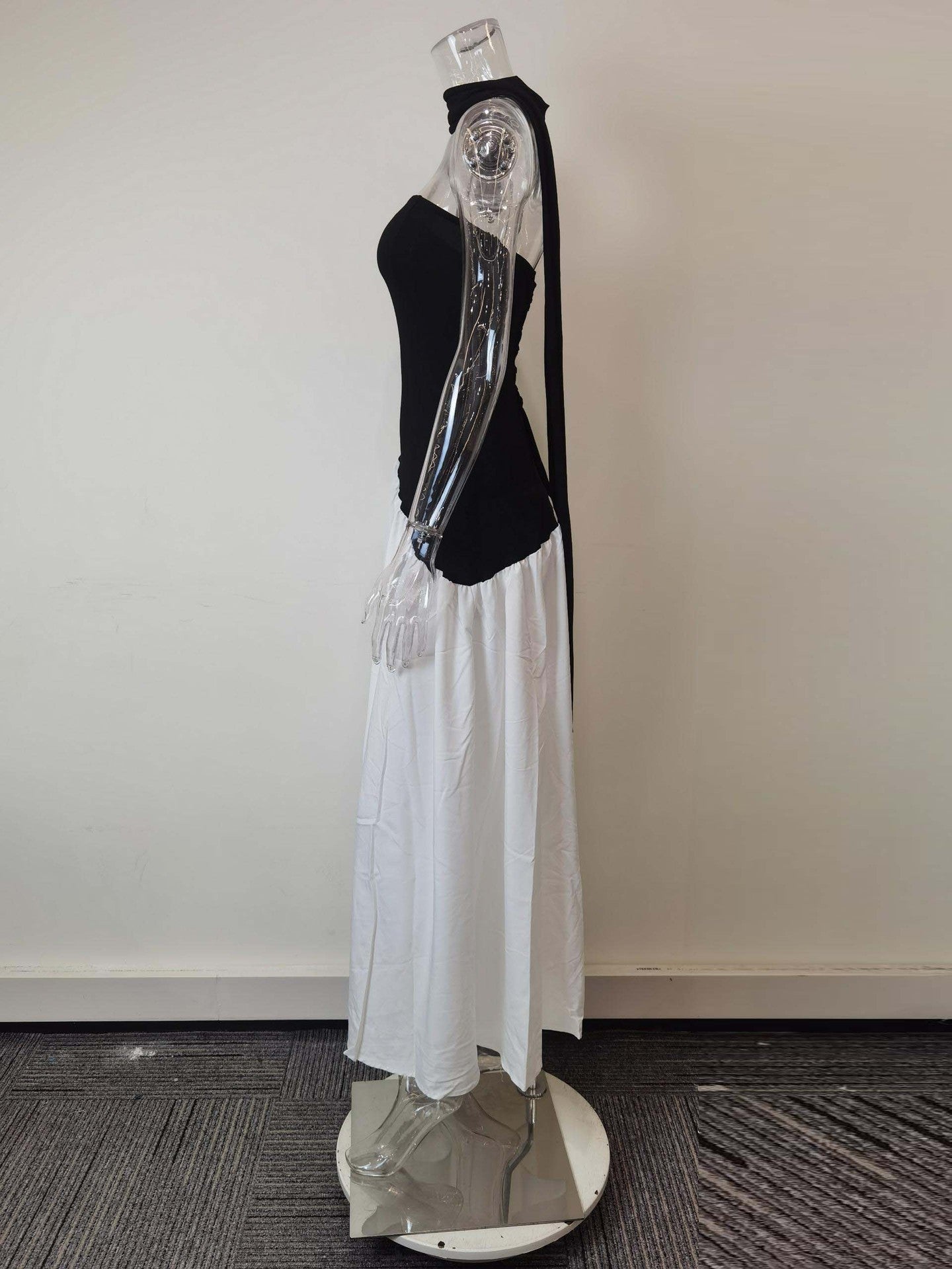 Women's Summer Elegant Slim Fit Solid Color Waist Split Dress