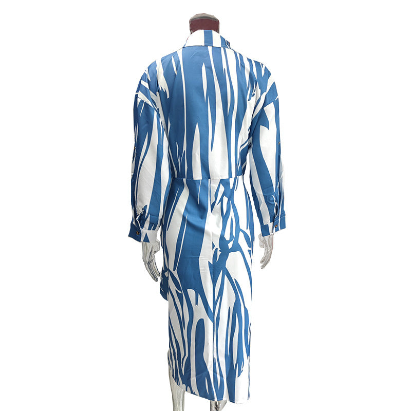 Womens Casual V-Neck Printed Strap-on Dress