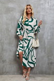 Womens Loose Single-Breasted Long Sleeve Long Dress