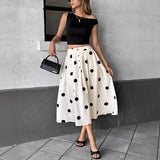 Casual Retro Skirt Women's High Waist Polka Dots