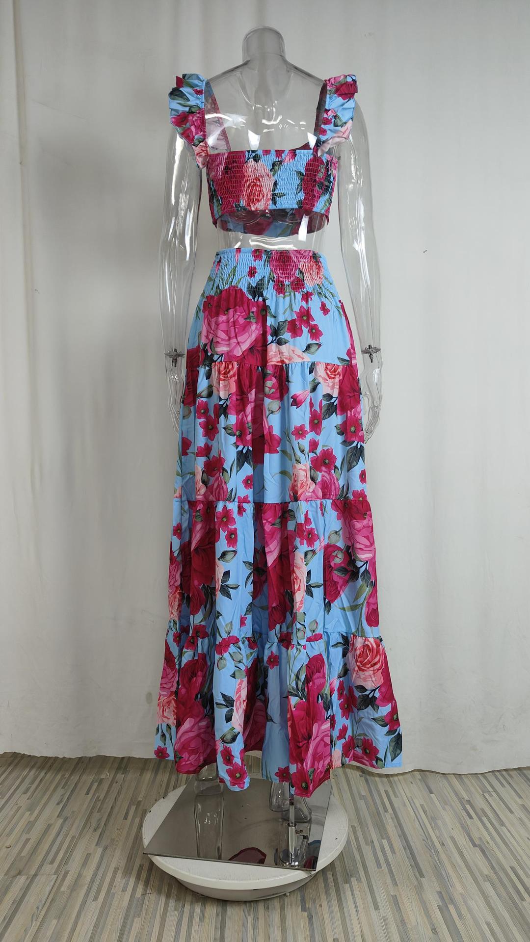 Sexy Daily Casual Solid Color Splicing Suspender Skirt Set