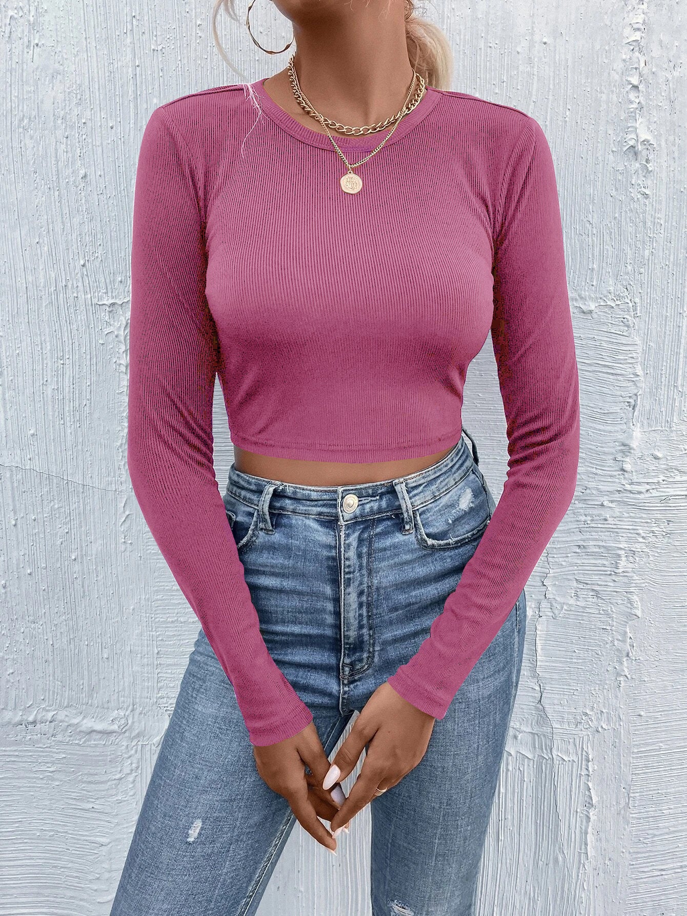 Women's Crew Neck Pullover Casual Long Sleeve T-Shirt Top