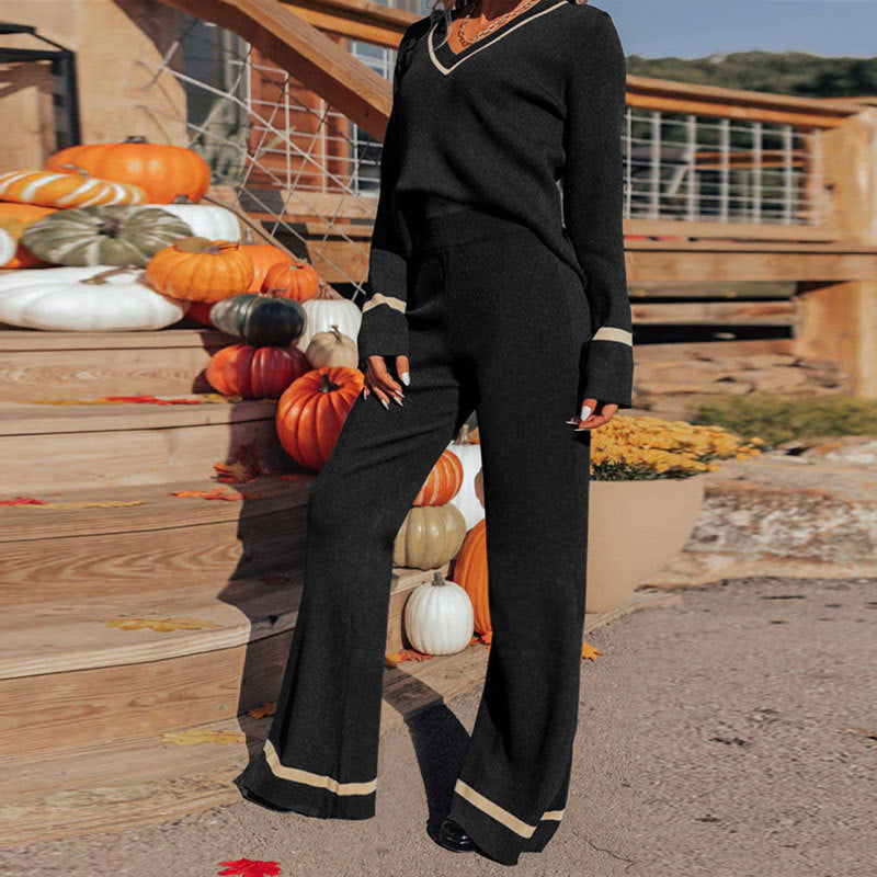 Casual Retro Two-piece Set Loose Contrasting Color Set