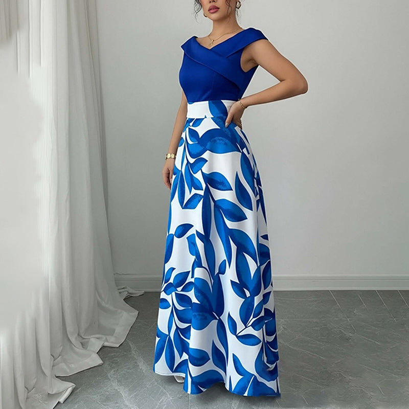 Women's Elegant Casual V-Neck Print Slim Fit Dress
