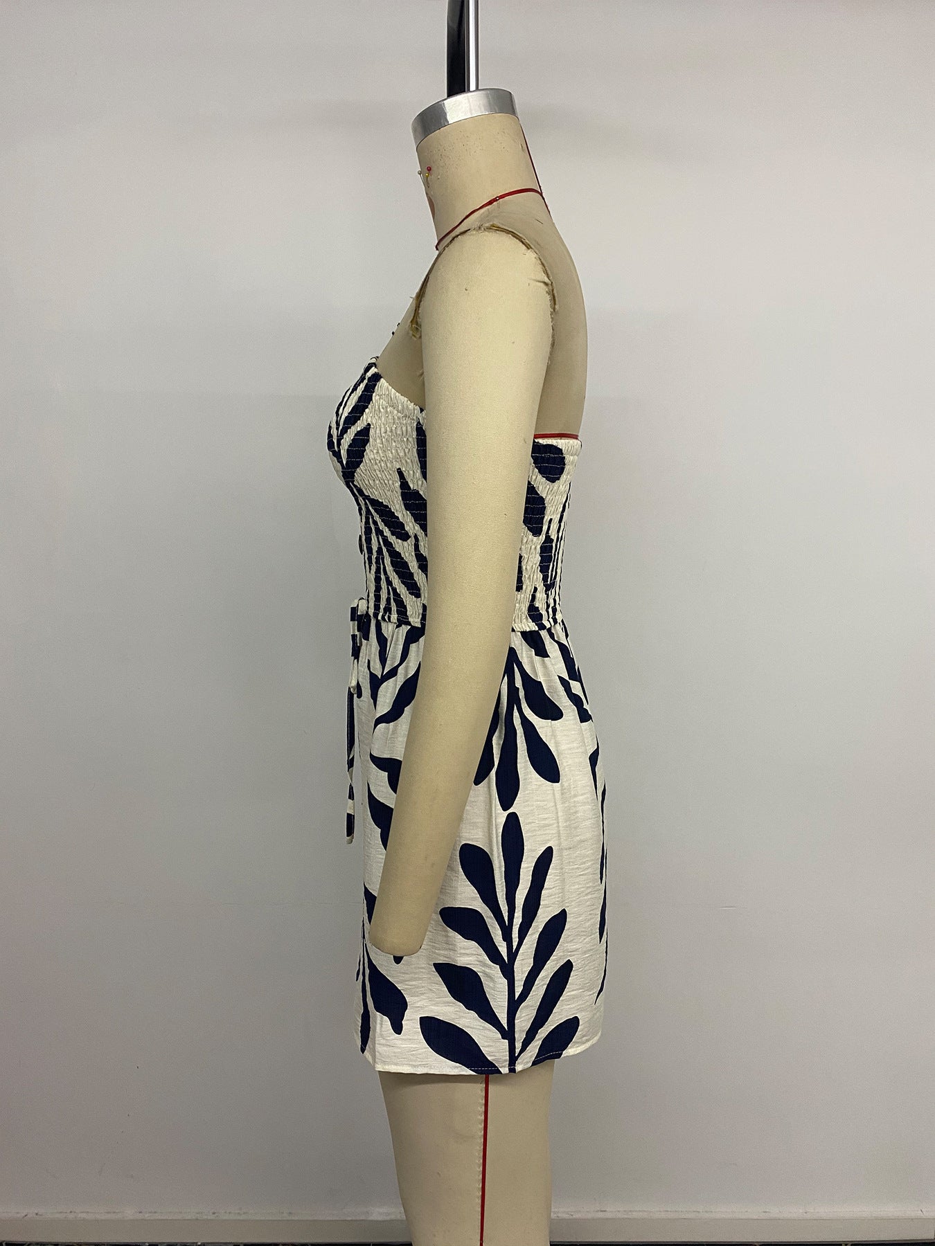 Jumpsuit Shorts Leaf Print Tube Top Waist Jumpsuit