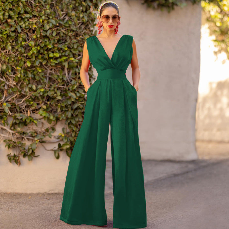 Slim-fit Jumpsuit High-waisted Wide-leg Pants