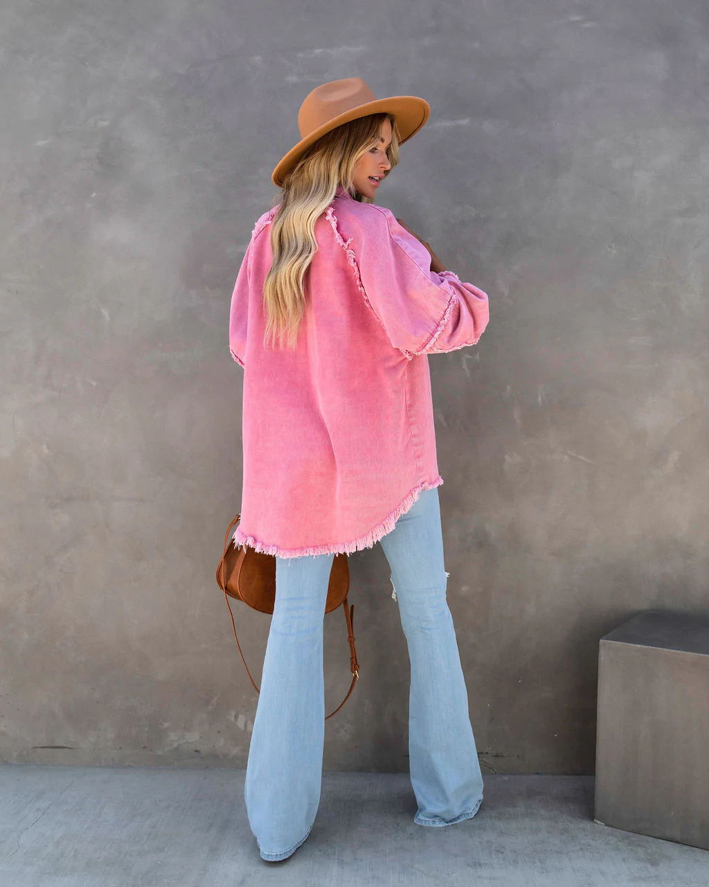 Womens Casual Fringed Ripped Loose Denim Jacket