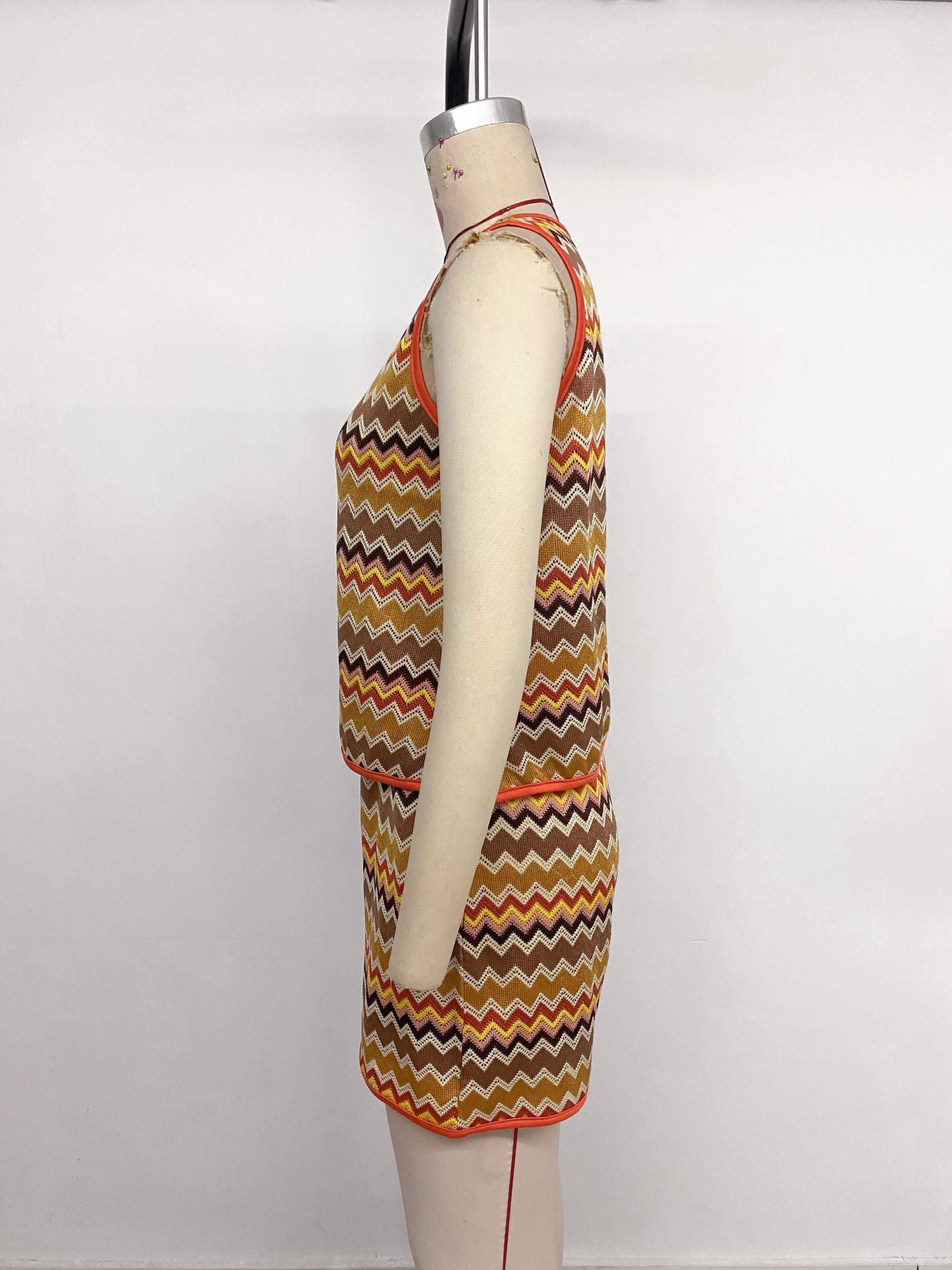 Vintage Two-piece Set Knitted Vest Shorts Set