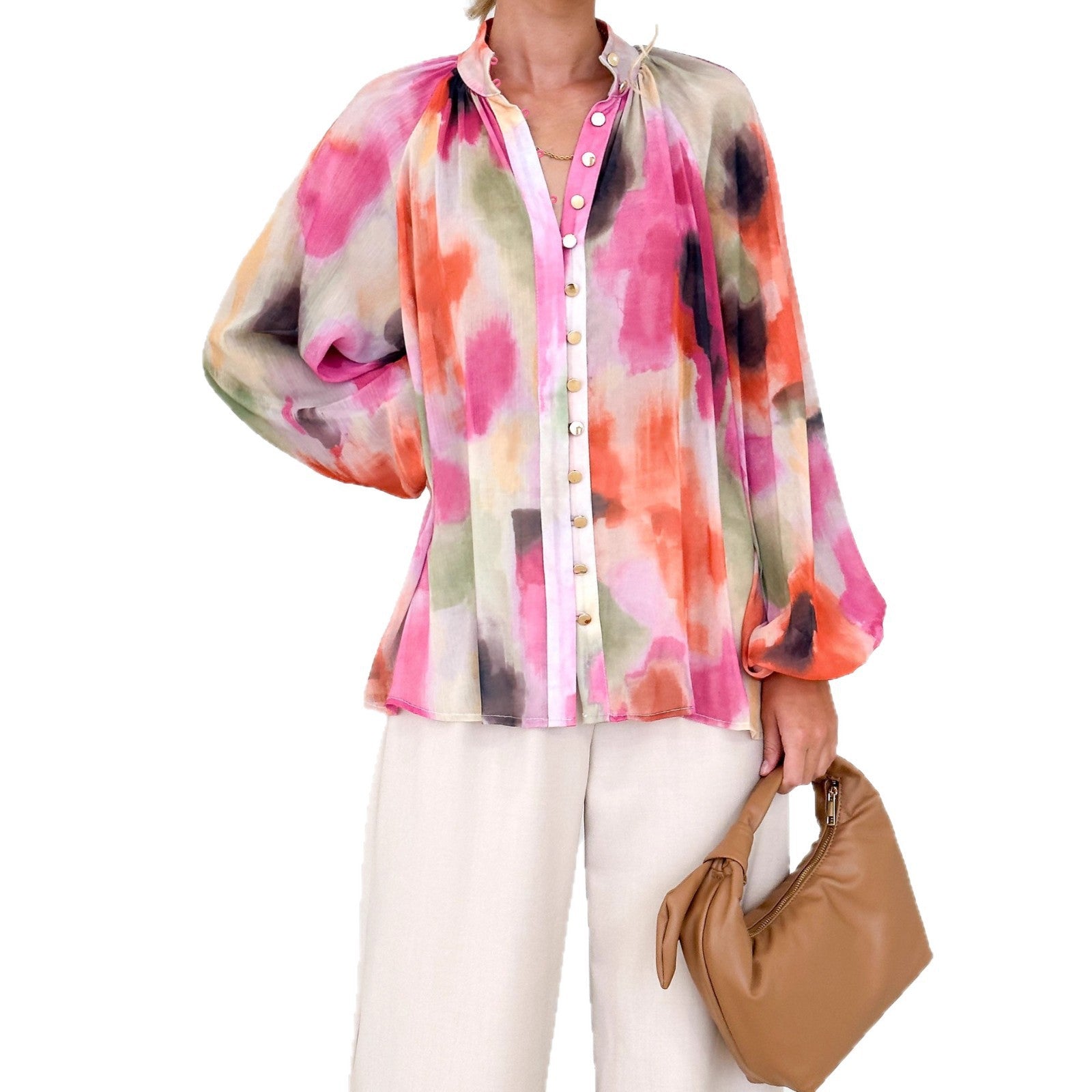 Women's Personality Printed Shirt Fashion V-Neck Women's Blouse