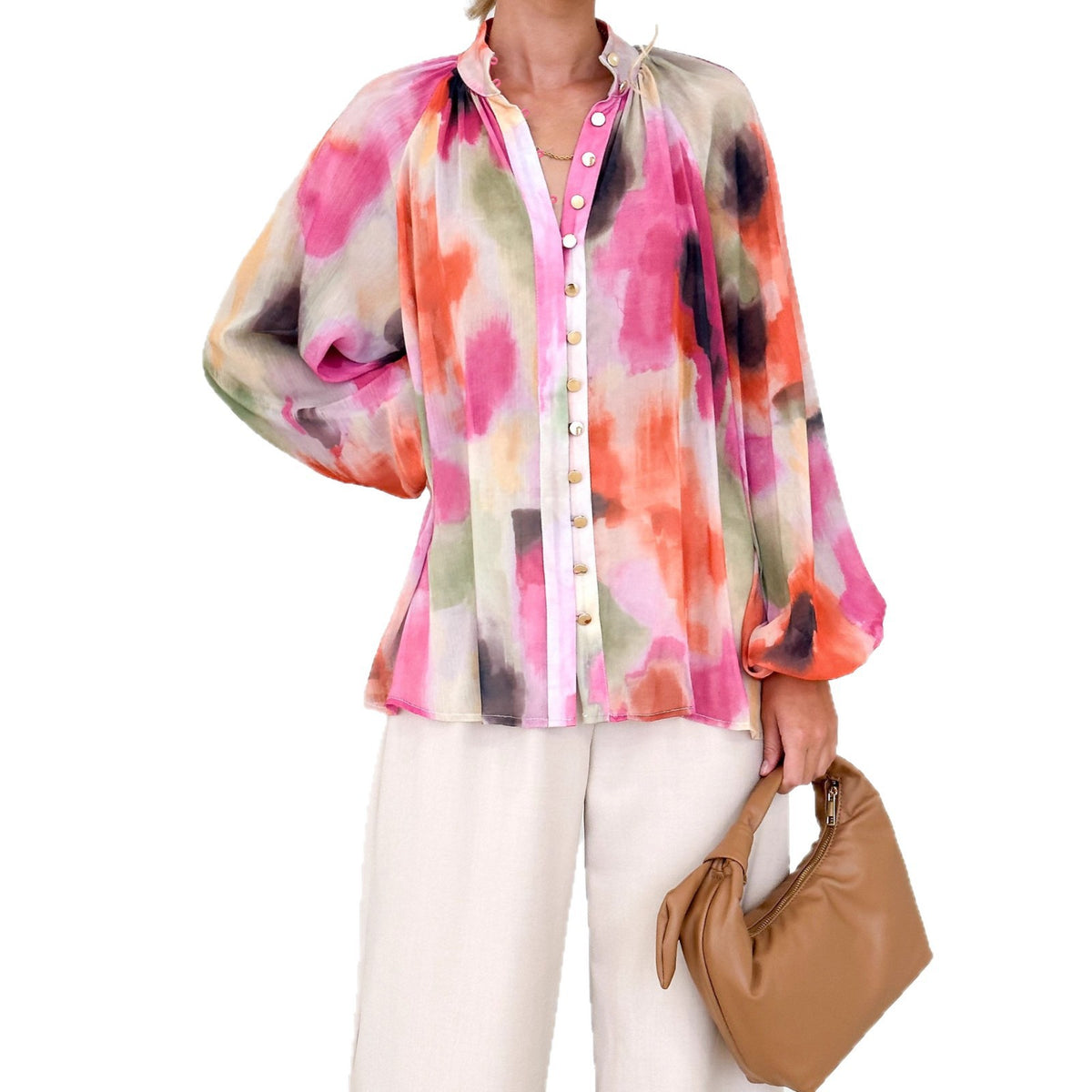 Women's Personality Printed Shirt Fashion V-Neck Women's Blouse