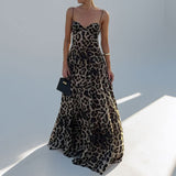 Women Fashion Sexy Elegant Leopard Print Suspender Dress