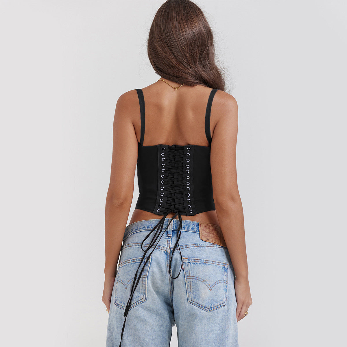 Womens Lace-Up Sexy Top Suspender Vest
